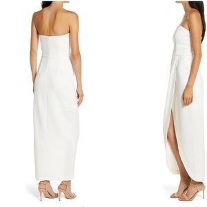 WAYF Dress Maxi Midi Ivory White Strapless Ruffle Tulip Cocktail Formal Medium M